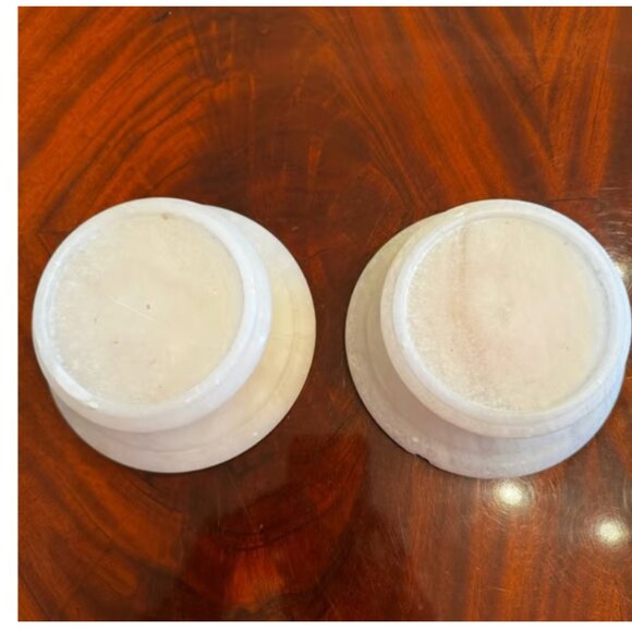 Restoration Hardware White Alabaster Pillar Candle Holders - Set of 2 - Picture 3 of 11